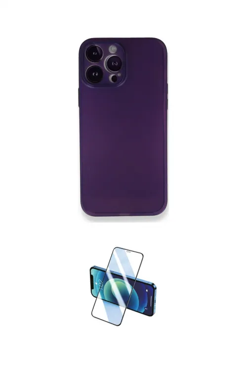 ieg™ iPhone 14 Pro Kılıf Yadigar Yansıma Serisi - Siyah 3D Antistatik Cam Ekran Koruyucu