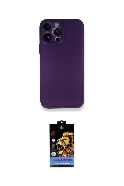 ieg™ iPhone 14 Pro Kılıf Yadigar Yansıma Serisi - Siyah Buffer Hayalet Cam Ekran Koruyucu