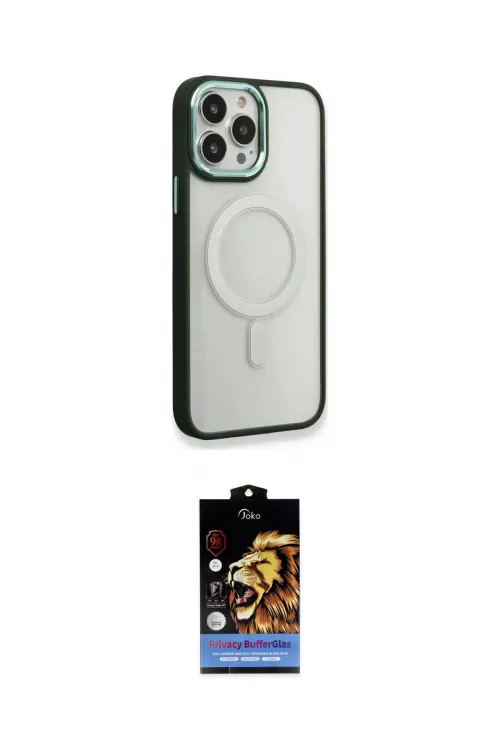 ieg™ iPhone 14 Pro Kılıf Yankı Işık Özel Seri - Siyah Buffer Hayalet Cam Ekran Koruyucu