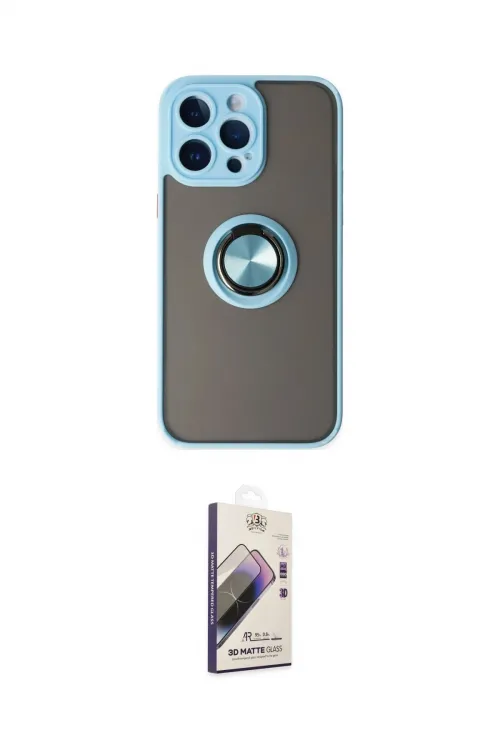 ieg™ iPhone 14 Pro Kılıf Yörünge Çizgi - Siyah Bilvis 3D Mat Cam Ekran Koruyucu