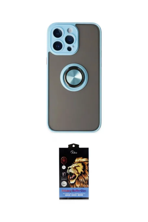 ieg™ iPhone 14 Pro Kılıf Yörünge Çizgi - Siyah Buffer Hayalet Cam Ekran Koruyucu