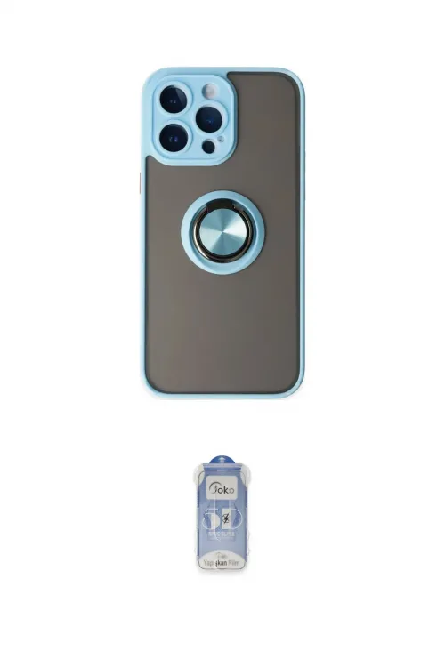 ieg™ iPhone 14 Pro Kılıf Yörünge Çizgi - Siyah Joko Magic 5D Cam
