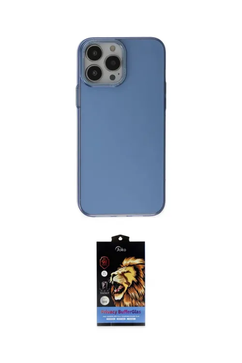 ieg™ iPhone 14 Pro Kılıf Zirve Doku Koleksiyonu - Siyah Buffer Hayalet Cam Ekran Koruyucu