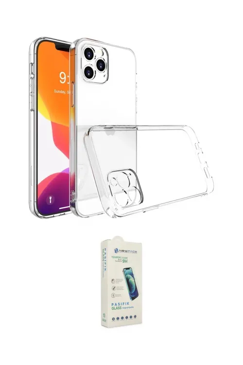ieg™ iPhone 14 Pro Kılıf Zirve Doku - Şeffaf Pasifik Cam Ekran Koruyucu