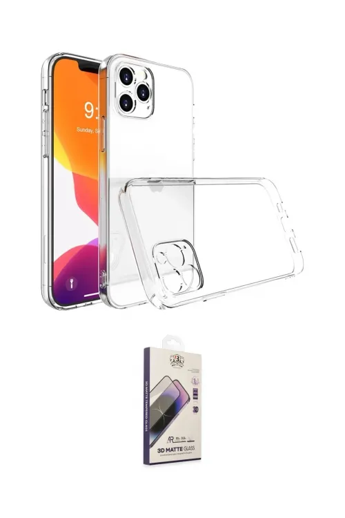 ieg™ iPhone 14 Pro Kılıf Zirve Doku - Siyah Bilvis 3D Mat Cam Ekran Koruyucu