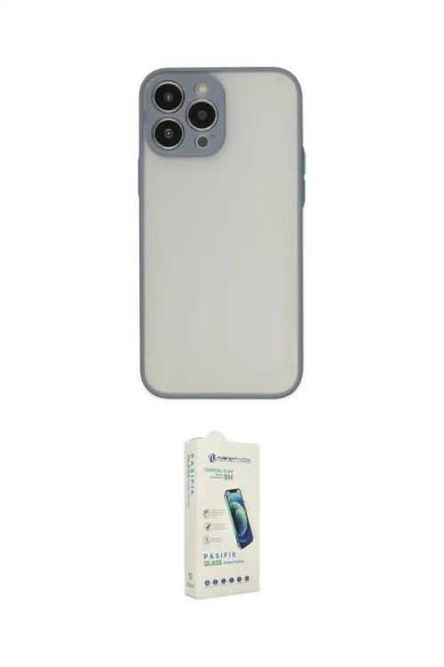 ieg™ iPhone 14 Pro Max Kılıf Ahenk Çizgi Serisi - Şeffaf Pasifik Cam Ekran Koruyucu