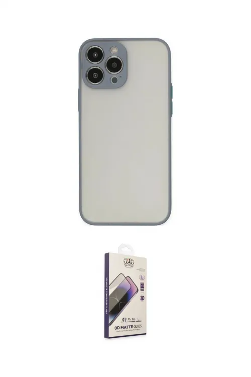 ieg™ iPhone 14 Pro Max Kılıf Ahenk Çizgi Serisi - Siyah Bilvis 3D Mat Cam Ekran Koruyucu