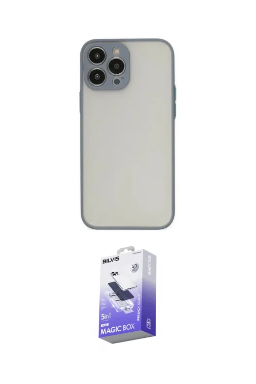 ieg™ iPhone 14 Pro Max Kılıf Ahenk Çizgi Serisi - Siyah Bilvis 5in1 5D Magic Hayalet Cam Ekran Koruyucu