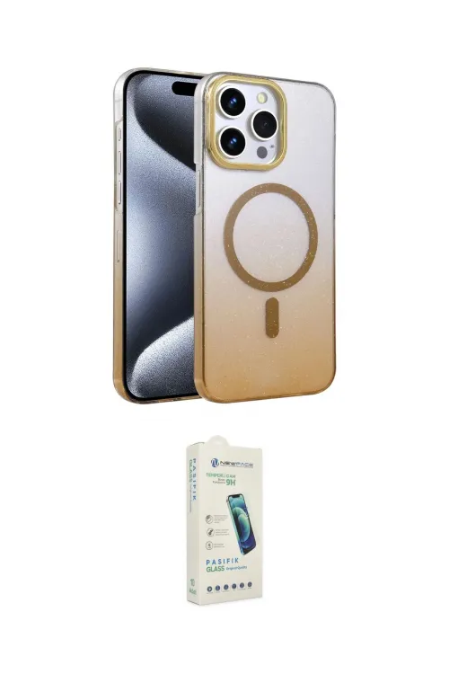 ieg™ iPhone 14 Pro Max Kılıf Ahenk Doku Özel Seri - Şeffaf Pasifik Cam Ekran Koruyucu