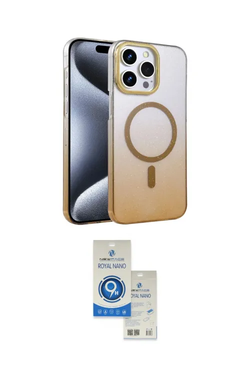 ieg™ iPhone 14 Pro Max Kılıf Ahenk Doku Özel Seri - Şeffaf Royal Nano Ekran Koruyucu