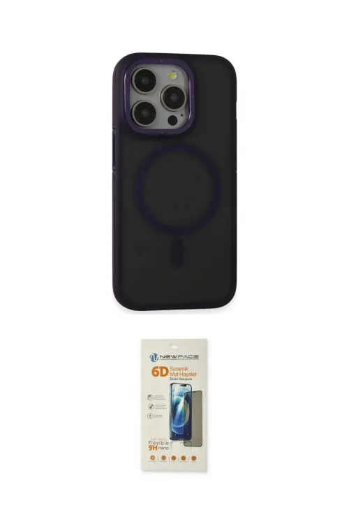 ieg™ iPhone 14 Pro Max Kılıf Ahenk Form Serisi - Siyah 6D Mat Seramik Hayalet Nano Ekran Koruyucu