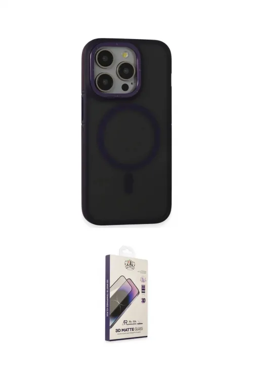 ieg™ iPhone 14 Pro Max Kılıf Ahenk Form Serisi - Siyah Bilvis 3D Mat Cam Ekran Koruyucu