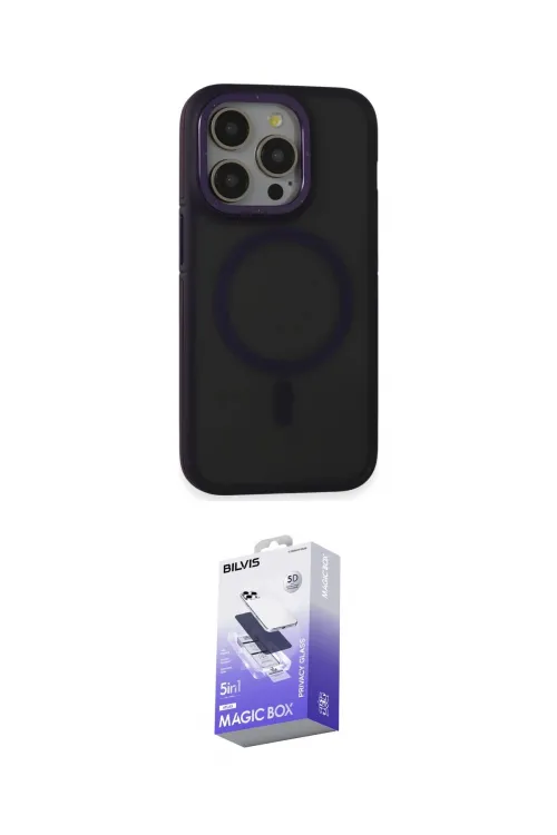 ieg™ iPhone 14 Pro Max Kılıf Ahenk Form Serisi - Siyah Bilvis 5in1 5D Magic Hayalet Cam Ekran Koruyucu