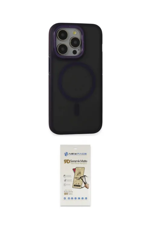 ieg™ iPhone 14 Pro Max Kılıf Ahenk Form Serisi - Siyah Mat Seramik Nano Ekran Koruyucu
