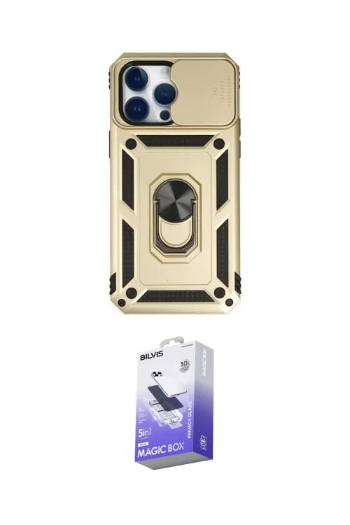 ieg™ iPhone 14 Pro Max Kılıf Ahenk Klasik - Siyah Bilvis 5in1 5D Magic Hayalet Cam Ekran Koruyucu