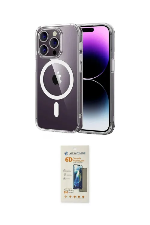 ieg™ iPhone 14 Pro Max Kılıf Ahenk Minimal Serisi - Siyah 6D Mat Seramik Hayalet Nano Ekran Koruyucu