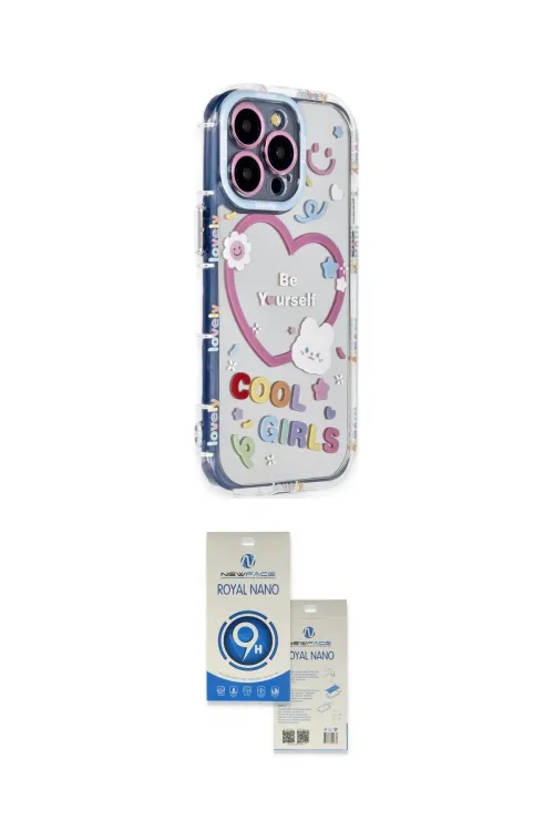 ieg™ iPhone 14 Pro Max Kılıf Ahenk Modern Serisi - Şeffaf Royal Nano Ekran Koruyucu