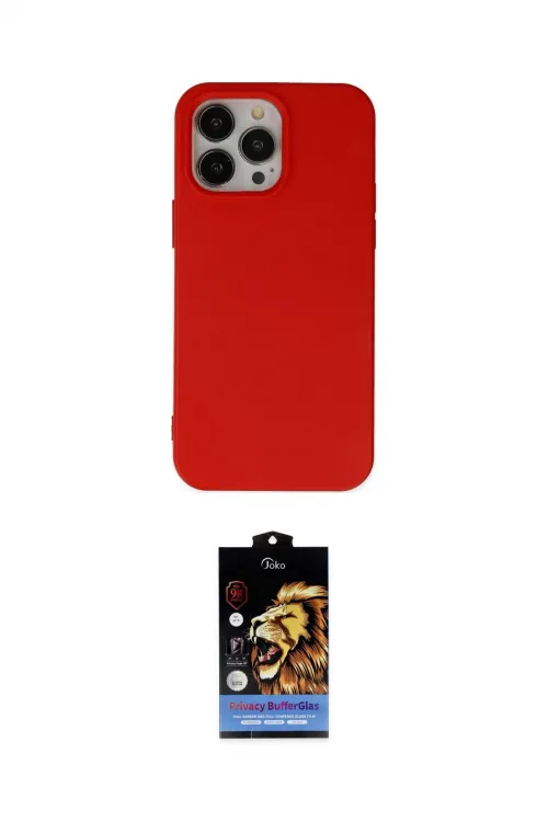 ieg™ iPhone 14 Pro Max Kılıf Ahenk Serisi - Siyah Buffer Hayalet Cam Ekran Koruyucu