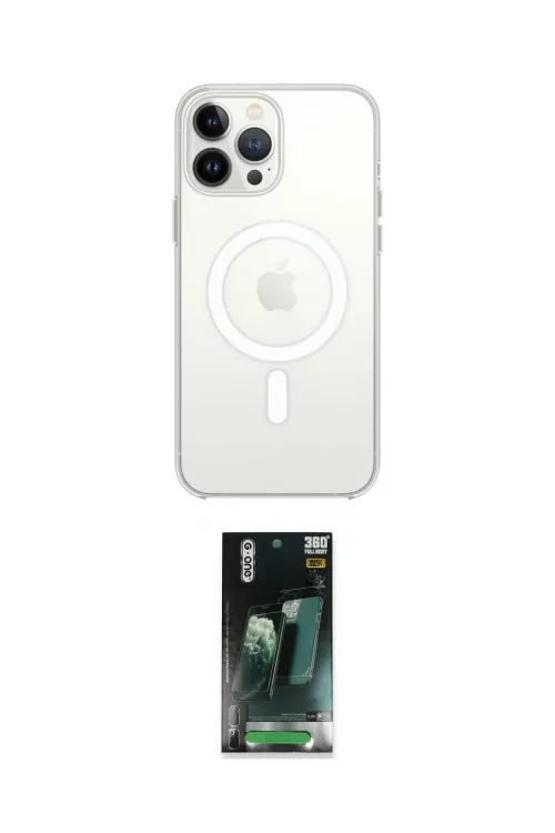 ieg™ iPhone 14 Pro Max Kılıf Ahenk Yansıma Prime - Şeffaf 360 Full Body Arka Koruyucu