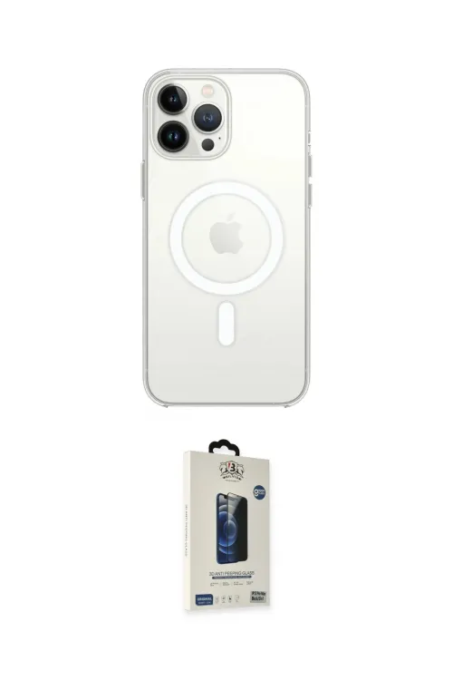 ieg™ iPhone 14 Pro Max Kılıf Ahenk Yansıma Prime - Siyah Bilvis Hayalet Cam Ekran Koruyucu