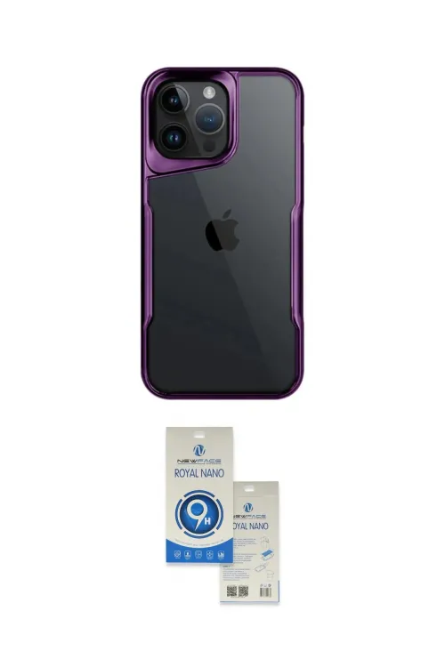 ieg™ iPhone 14 Pro Max Kılıf Akış Çizgi Koleksiyonu - Şeffaf Royal Nano Ekran Koruyucu