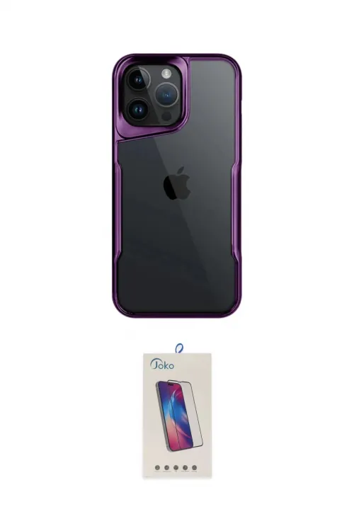 ieg™ iPhone 14 Pro Max Kılıf Akış Çizgi Koleksiyonu - Siyah Joko 5D Cam