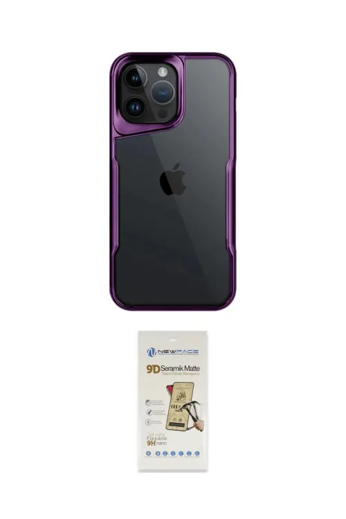 ieg™ iPhone 14 Pro Max Kılıf Akış Çizgi Koleksiyonu - Siyah Mat Seramik Nano Ekran Koruyucu