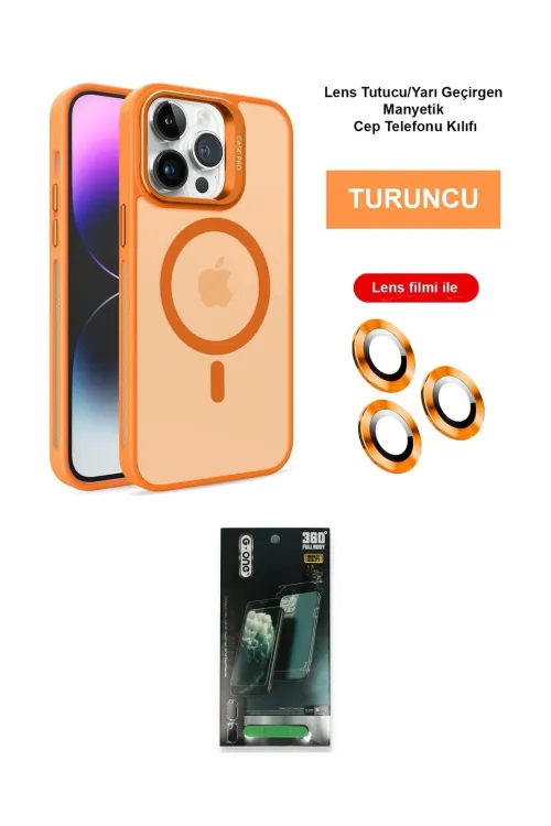 ieg™ iPhone 14 Pro Max Kılıf Akış Form - Siyah 360 Mat Full Body Arka Koruyucu