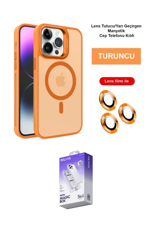 ieg™ iPhone 14 Pro Max Kılıf Akış Form - Siyah Bilvis 5in1 3D Magic Cam Ekran Koruyucu