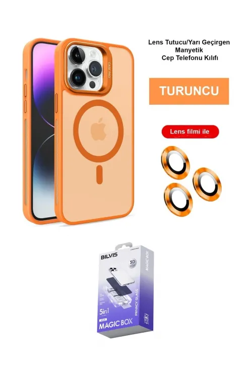 ieg™ iPhone 14 Pro Max Kılıf Akış Form - Siyah Bilvis 5in1 5D Magic Hayalet Cam Ekran Koruyucu