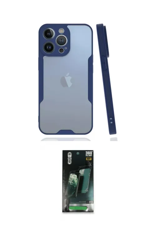ieg™ iPhone 14 Pro Max Kılıf Atlas Asil Serisi - Siyah 360 Mat Full Body Arka Koruyucu
