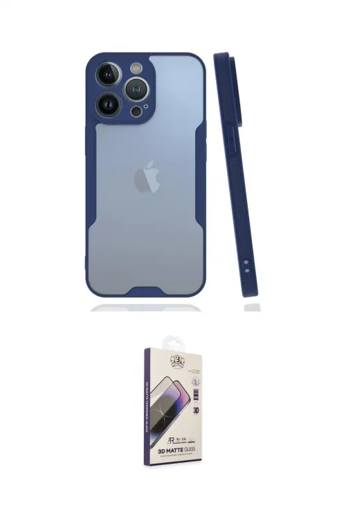 ieg™ iPhone 14 Pro Max Kılıf Atlas Asil Serisi - Siyah Bilvis 3D Mat Cam Ekran Koruyucu