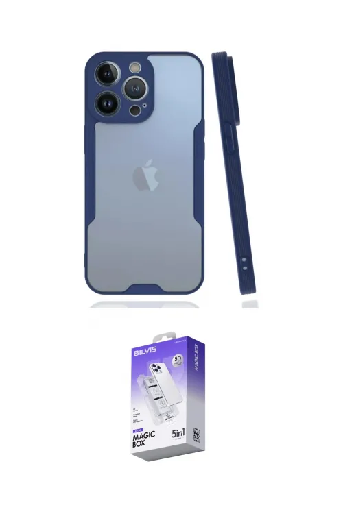 ieg™ iPhone 14 Pro Max Kılıf Atlas Asil Serisi - Siyah Bilvis 5in1 3D Magic Cam Ekran Koruyucu