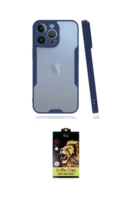ieg™ iPhone 14 Pro Max Kılıf Atlas Asil Serisi - Siyah Buffer Cam Ekran Koruyucu
