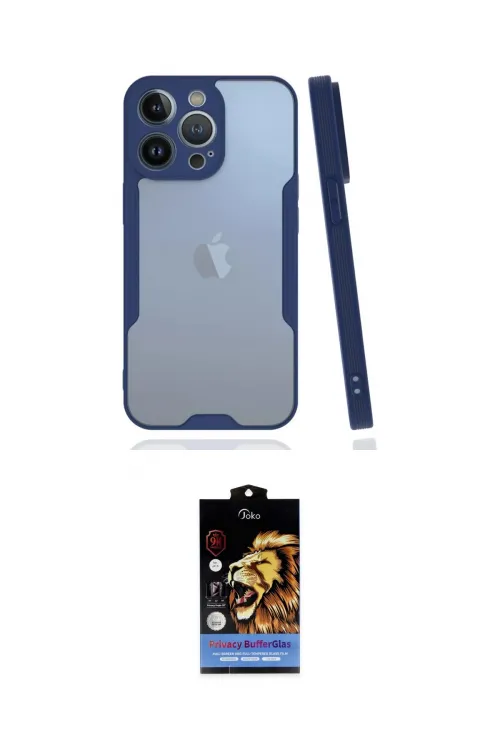 ieg™ iPhone 14 Pro Max Kılıf Atlas Asil Serisi - Siyah Buffer Hayalet Cam Ekran Koruyucu