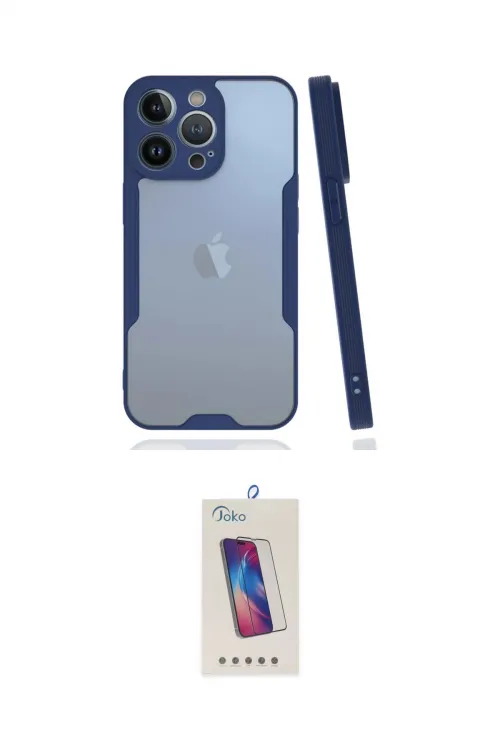 ieg™ iPhone 14 Pro Max Kılıf Atlas Asil Serisi - Siyah Joko 5D Cam