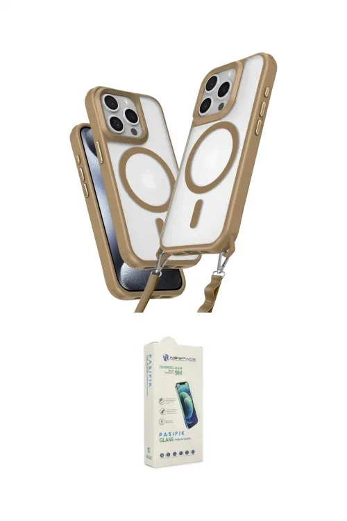 ieg™ iPhone 14 Pro Max Kılıf Atlas Doku Koleksiyonu - Şeffaf Pasifik Cam Ekran Koruyucu