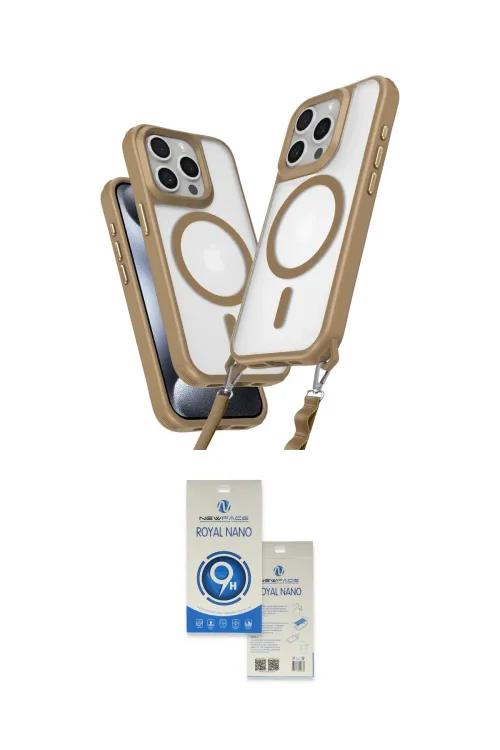 ieg™ iPhone 14 Pro Max Kılıf Atlas Doku Koleksiyonu - Şeffaf Royal Nano Ekran Koruyucu