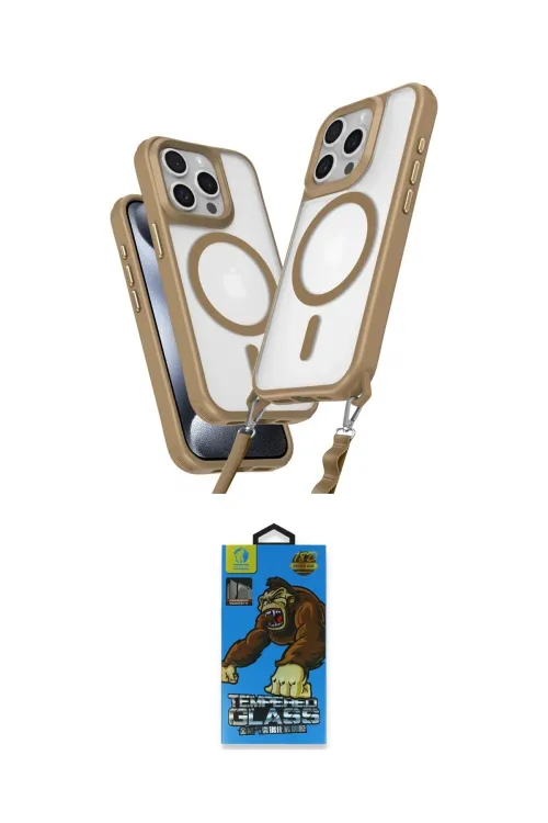 ieg™ iPhone 14 Pro Max Kılıf Atlas Doku Koleksiyonu - Siyah 18D Cam Ekran Koruyucu