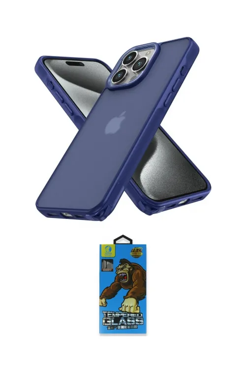 ieg™ iPhone 14 Pro Max Kılıf Atlas Form - Siyah 18D Cam Ekran Koruyucu