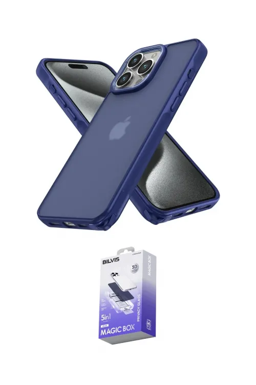 ieg™ iPhone 14 Pro Max Kılıf Atlas Form - Siyah Bilvis 5in1 5D Magic Hayalet Cam Ekran Koruyucu