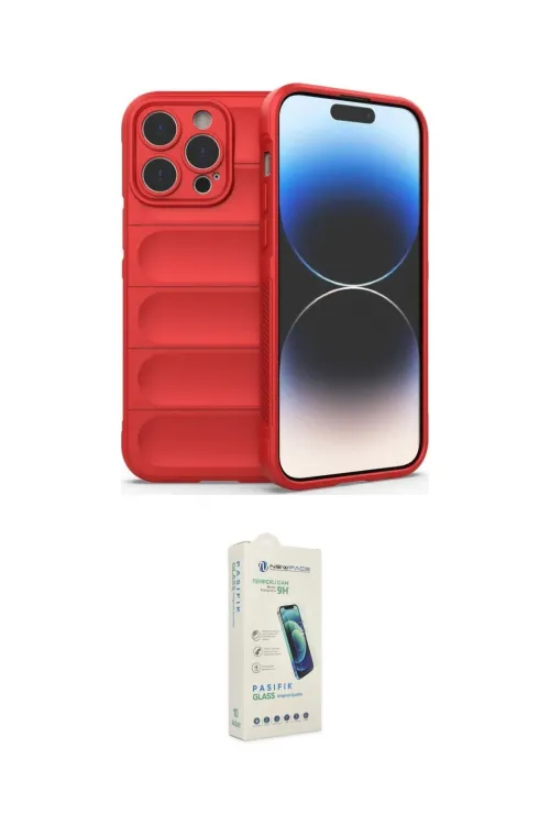 ieg™ iPhone 14 Pro Max Kılıf Atlas Koleksiyonu - Şeffaf Pasifik Cam Ekran Koruyucu