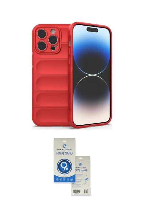 ieg™ iPhone 14 Pro Max Kılıf Atlas Koleksiyonu - Şeffaf Royal Nano Ekran Koruyucu