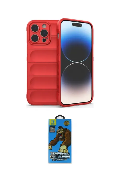 ieg™ iPhone 14 Pro Max Kılıf Atlas Koleksiyonu - Siyah 18D Cam Ekran Koruyucu