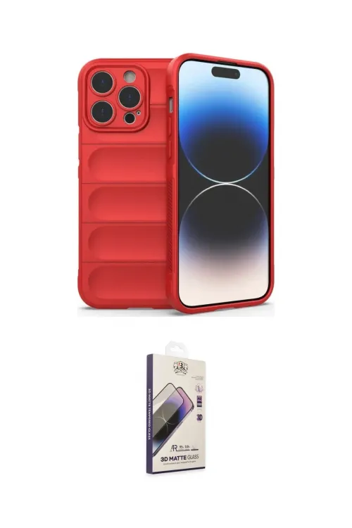 ieg™ iPhone 14 Pro Max Kılıf Atlas Koleksiyonu - Siyah Bilvis 3D Mat Cam Ekran Koruyucu