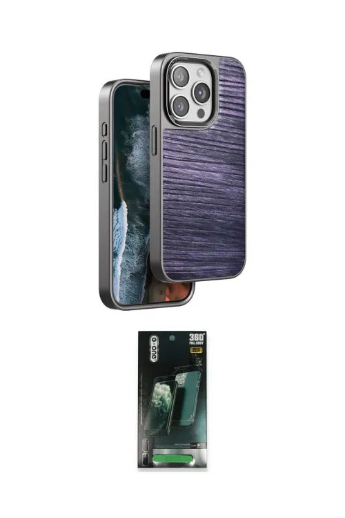 ieg™ iPhone 14 Pro Max Kılıf Atlas Minimal Özel Seri - Siyah 360 Mat Full Body Arka Koruyucu