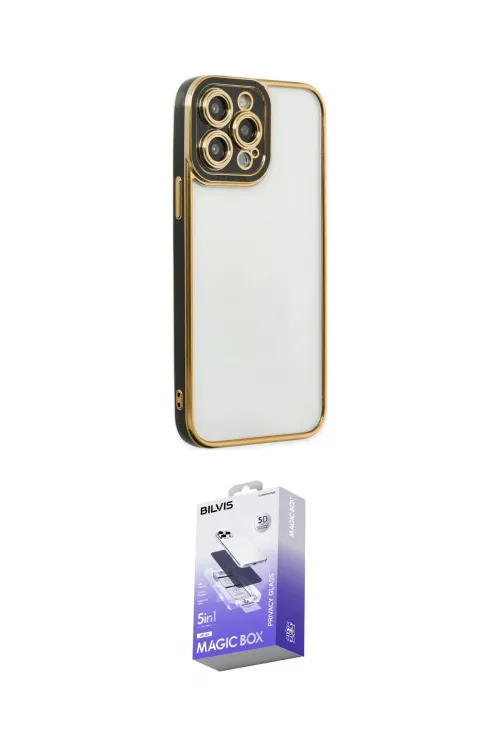 ieg™ iPhone 14 Pro Max Kılıf Çekirdek Klasik Serisi - Siyah Bilvis 5in1 5D Magic Hayalet Cam Ekran Koruyucu