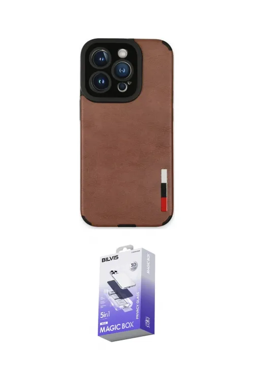 ieg™ iPhone 14 Pro Max Kılıf Doruk Asil Koleksiyonu - Siyah Bilvis 5in1 5D Magic Hayalet Cam Ekran Koruyucu