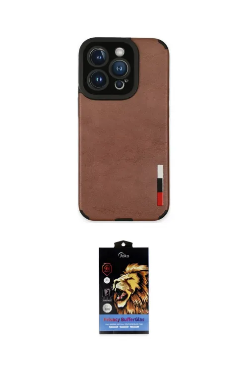 ieg™ iPhone 14 Pro Max Kılıf Doruk Asil Koleksiyonu - Siyah Buffer Hayalet Cam Ekran Koruyucu