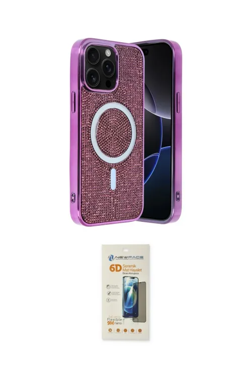 ieg™ iPhone 14 Pro Max Kılıf Eksen Çizgi - Siyah 6D Mat Seramik Hayalet Nano Ekran Koruyucu